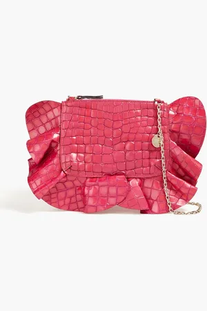 RED(V) Rock Ruffles croc-effect leather shoulder bag - Orange - OneSize