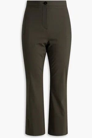 VERONICA BEARD Arte wool-blend crepe kick-flare pants - Green - US 4
