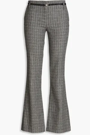 Maje Belted checked twill flared pants - - FR 36