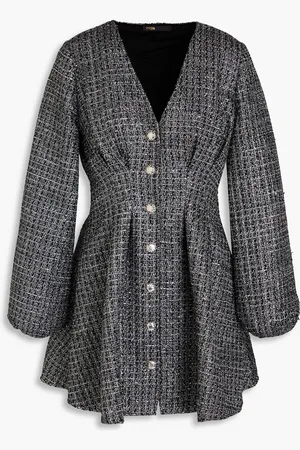 Maje Pleated metallic tweed mini dress - - FR 40