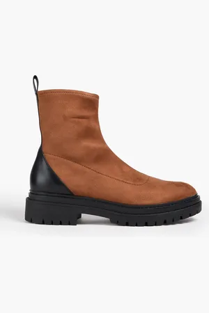 Michael Kors Comet faux stretch-suede ankle boots - Brown - US 10
