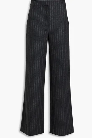 VERONICA BEARD Tonelli pinstriped wool-blend flannel wide-leg pants - Gray - US 12