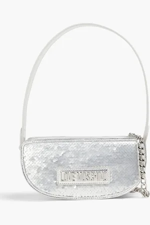 Moschino Sequined metallic faux textured-leather shoulder bag - Metallic - OneSize