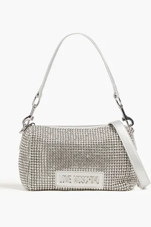 Moschino Crystal-embellished faux leather shoulder bag - Metallic - OneSize