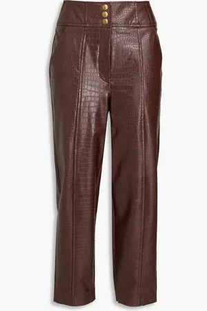 VERONICA BEARD Carabella cropped fax croc-effect leather tapered pants - - US 2