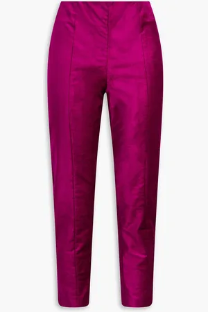 VERONICA BEARD Honolulu cropped cotton-blend velvet slim-leg pants - Purple - US 4