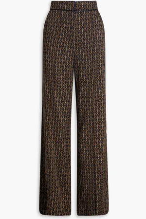 VERONICA BEARD Edia printed stretch-twill wide-leg pants - Blue - US 14