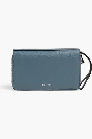 SERAPIAN Textured-leather travel wallet - Blue - OneSize
