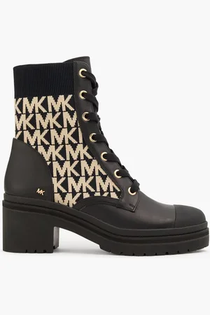 Michael Kors Brea 39 jacquard-knit and leather combat boots - - US 8