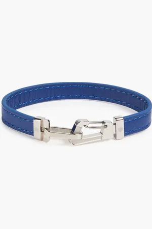 Montblanc Silver-tone and leather bracelet - Blue - 63