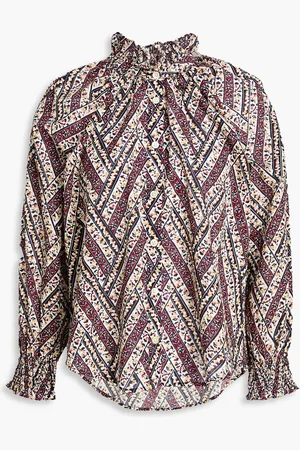 VERONICA BEARD Calisto ruffled printed cotton-poplin shirt - - S