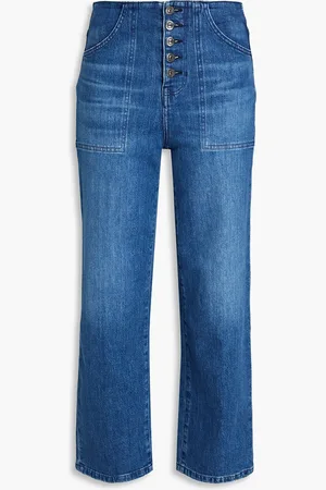VERONICA BEARD Crosbie cropped high-rise wide-leg jeans - Blue - 24