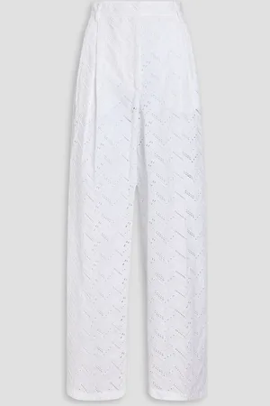 Missoni Pleated broderie anglaise cotton wide-leg pants - - IT 44