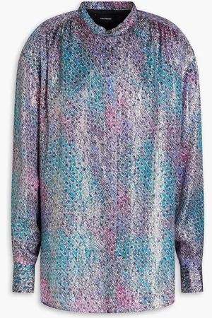 Isabel Marant Daws metallic printed silk-blend satin blouse - - FR 34