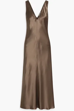 Frame Silk-satin midi dress - Neutral - M