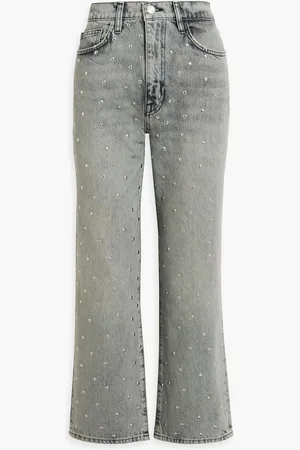 Frame Le Jane Crop studded high-rise straight-leg jeans - - 24