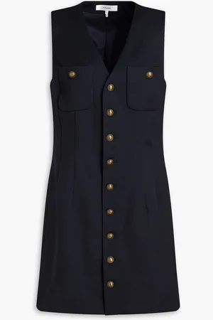 Frame Wool-blend twill mini dress - Blue - S