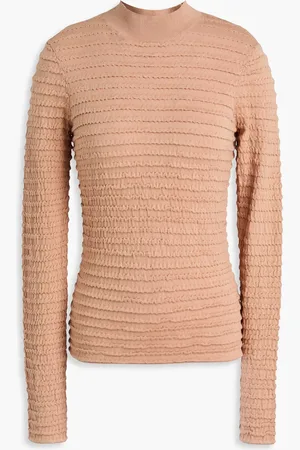 Frame Ruffled silk-blend turtleneck sweater - Neutral - M