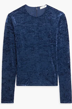 Frame Stretch-velvet top - Blue - L