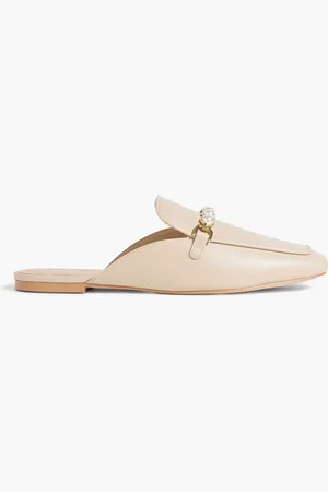 Stuart Weitzman Perla embellished leather mules - Neutral - EU 38.5
