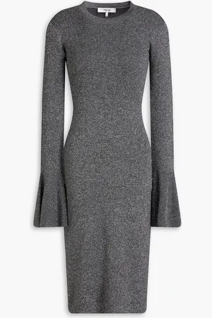 Frame Metallic ribbed-knit dress - Metallic - XS