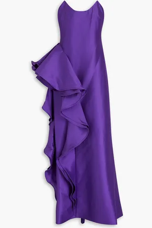 Badgley Mischka Strapless ruffled mikado gown - - US 4