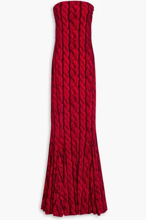 Norma Kamali Strapless printed jersey gown - - FR 32