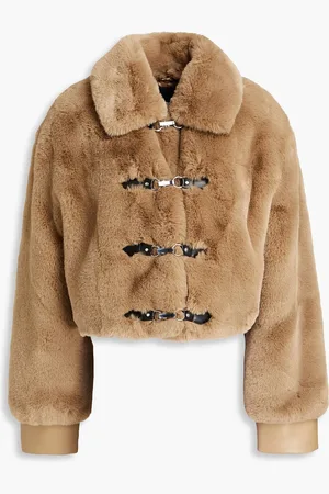ROTATE Cropped faux fur jacket - Neutral - DE 44