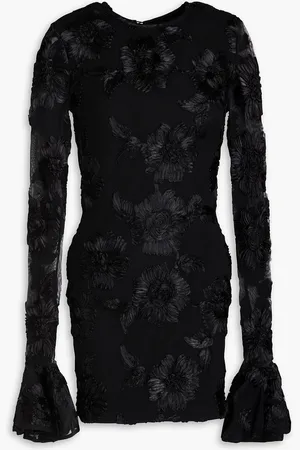 ROTATE Cutout floral-appliquéd tulle mini dress - - DE 40