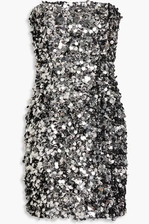ROTATE Strapless sequined tulle mini dress - Metallic - DE 38
