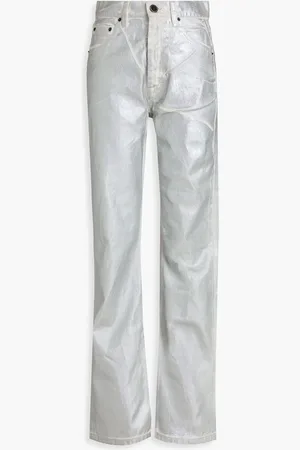 ROTATE Metallic coated high-rise straight-leg jeans - Metallic - 28