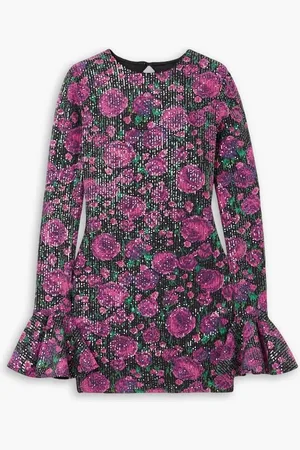 ROTATE Rosita open-back sequined floral-print chiffon mini dress - - DE 38