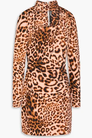 ROTATE Draped leopard-print jersey mini dress - - DE 42