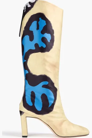 Wandler Printed satin knee boots - Yellow - EU 37