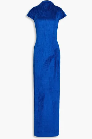 TOVE Kyra plissé velvet maxi dress - Blue - FR 38