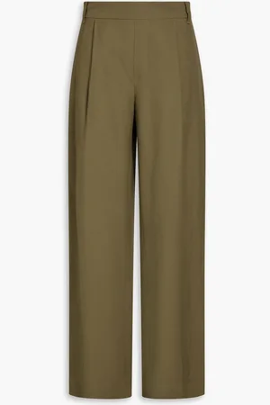 Vince Lyocell and linen-blend wide-leg pants - Green - S