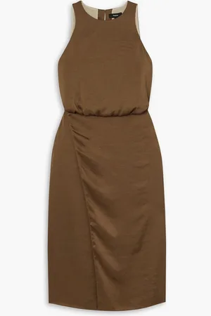THEORY Wrap-effect hammered-satin midi dress - - US 2