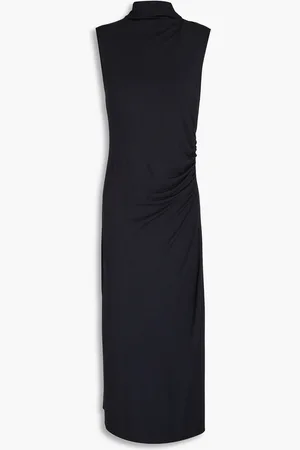 Vince Ruched modal-jersey midi dress - Blue - L