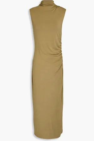 Vince Ruched modal-jersey midi dress - Green - XS