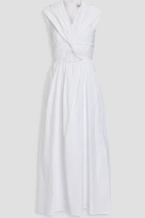 TOVE Carine twist-front cutout cotton-poplin midi dress - - FR 38