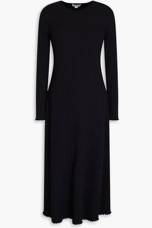 Vince Ribbed cotton-blend jersey mini dress - Blue - L