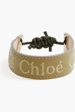 Chloé Woody embroidered leather bracelet - Green - ONESIZE