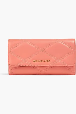 Michael Kors Jet Set quilted faux leather wallet - Orange - OneSize