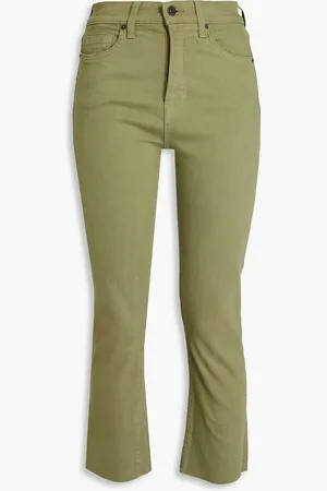 VERONICA BEARD Cropped high-rise kick-flare jeans - Green - 28