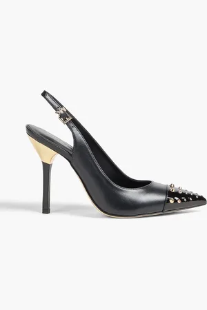 Michael Kors Kadence studded patent-leather and leather slingback pumps - - US 8