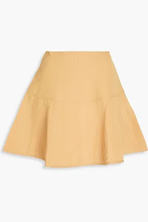 ULLA JOHNSON Kiara cotton, linen and silk-blend mini skirt - Neutral - US 4