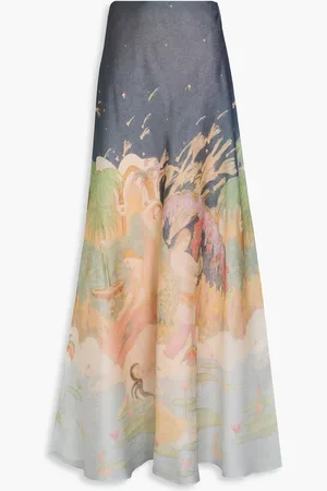 ZIMMERMANN Printed silk-organza maxi skirt - - 3
