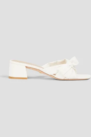 Stuart Weitzman Sophia 45 bow-detailed leather mules - White - EU 38.5
