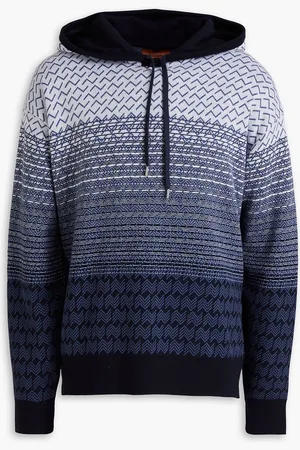 Missoni Jacquard-knit wool and cotton-blend hoodie - Blue - L