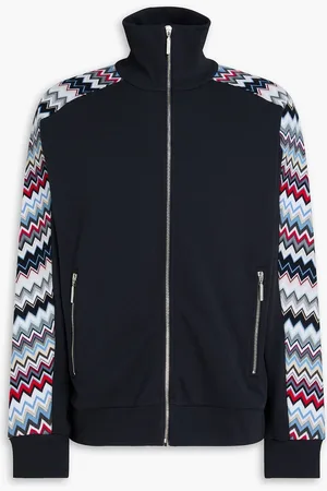 Missoni Crochet-knit and French cotton-terry zip-up sweatshirt - Blue - M